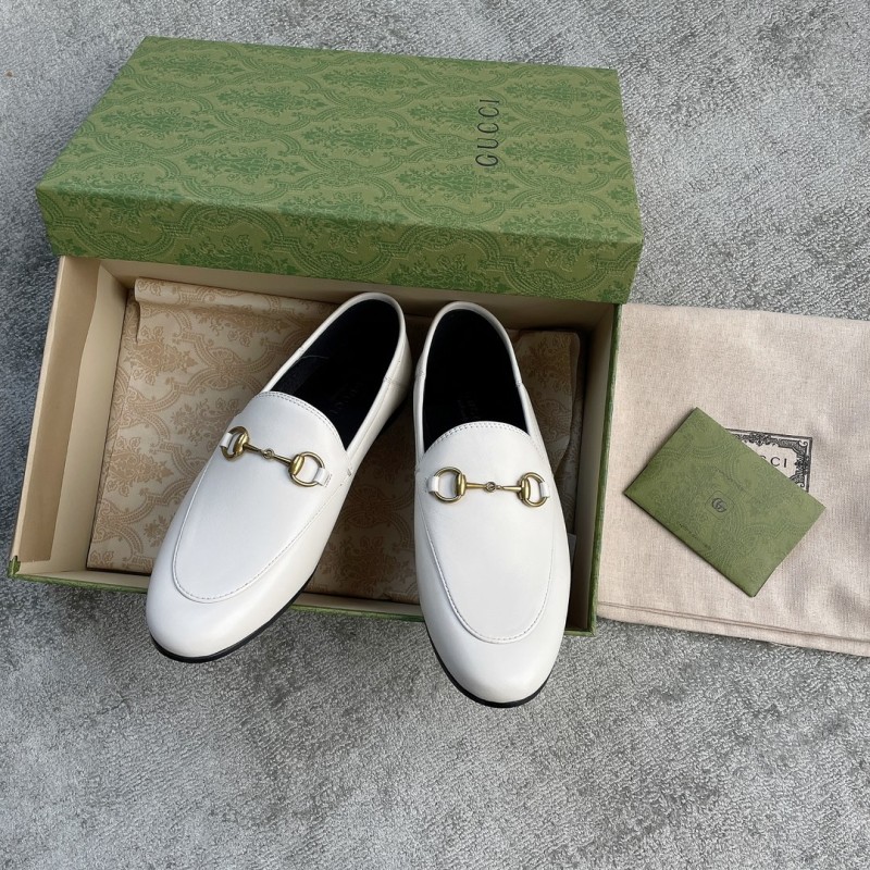 GUCCI CLASSIC WHITE LEATHER LOAFERS