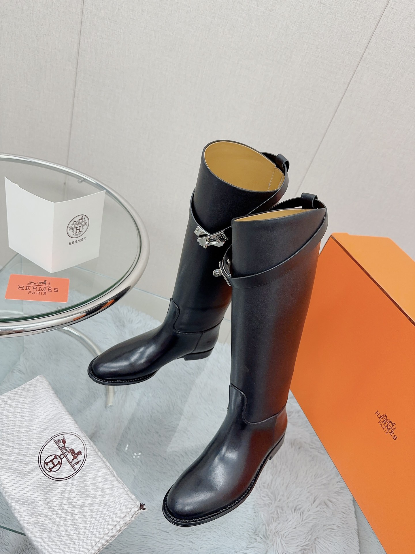 HERMES SERIES COWHIDE KNIGHT BOOTS