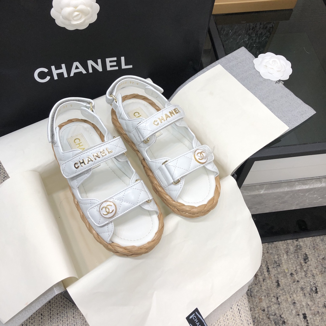 CHANEL 2023 SPRING AND SUMMER LATEST WOVEN VELCRO SANDALS JAPAN IMPORTED WOVEN MATERIALS