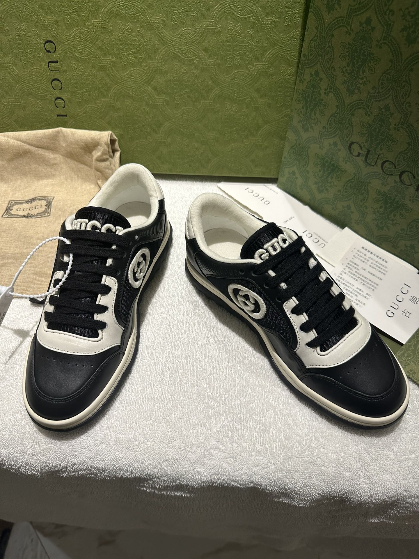 GUCCI MAC80 BLACK WHITE SNAKERS FOR COUPLES