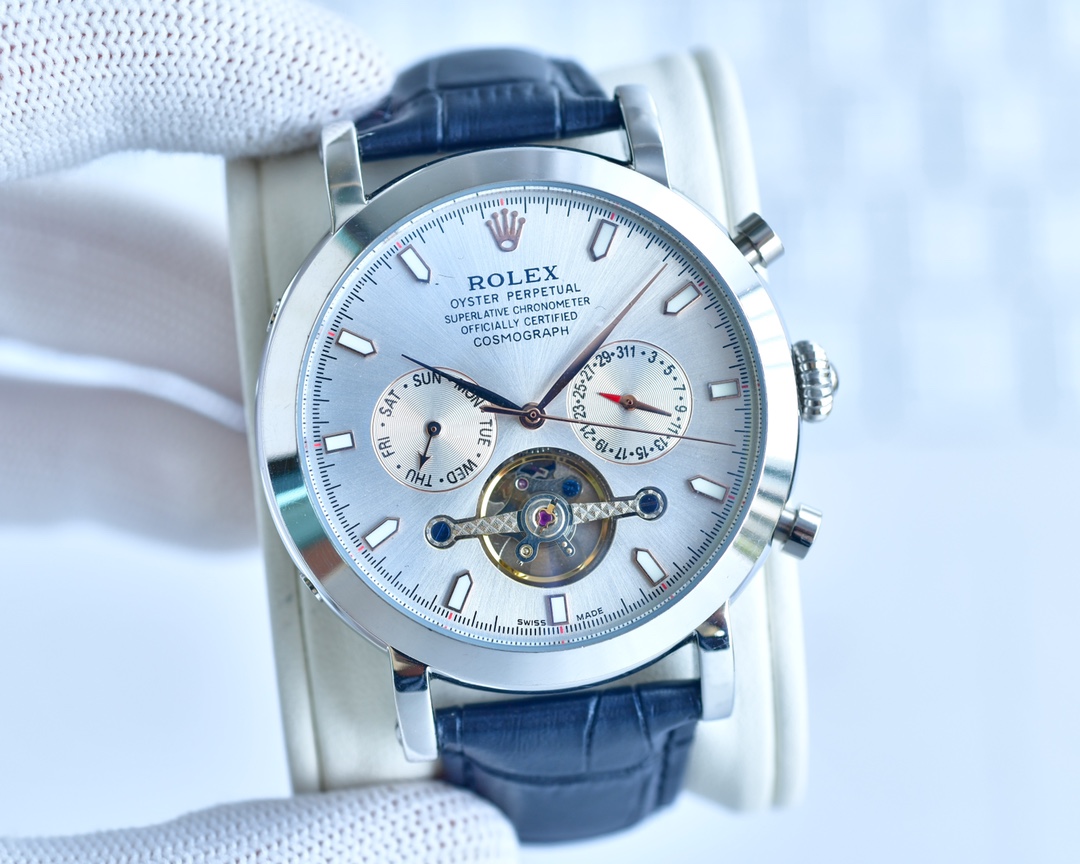 ROLEX - MEN'S MECHANICAL SERIES LEATHER STRAP WATCHES