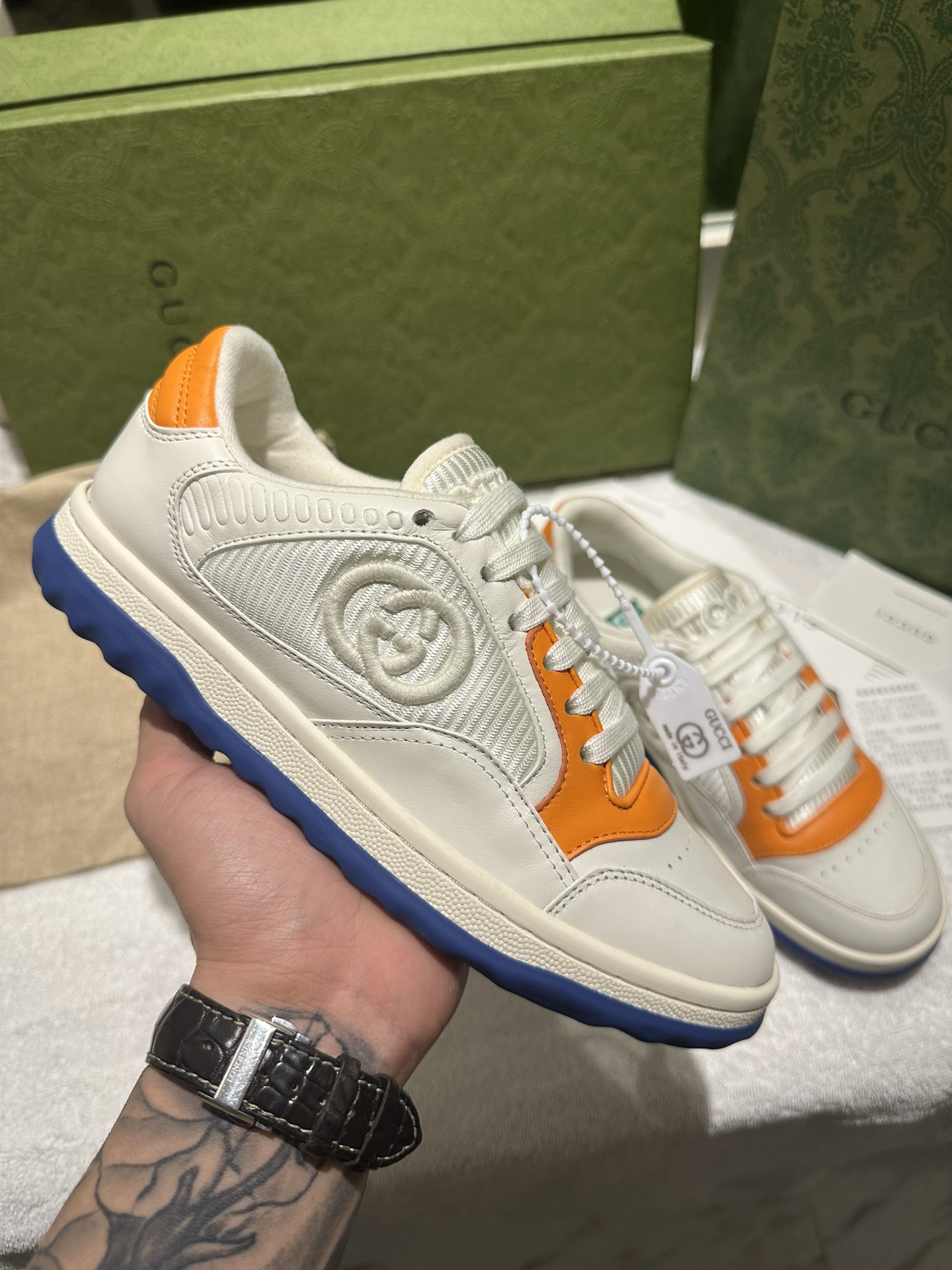 GUCCI MAC80 WHITE ORANGE SNEAKER FOR COUPLES