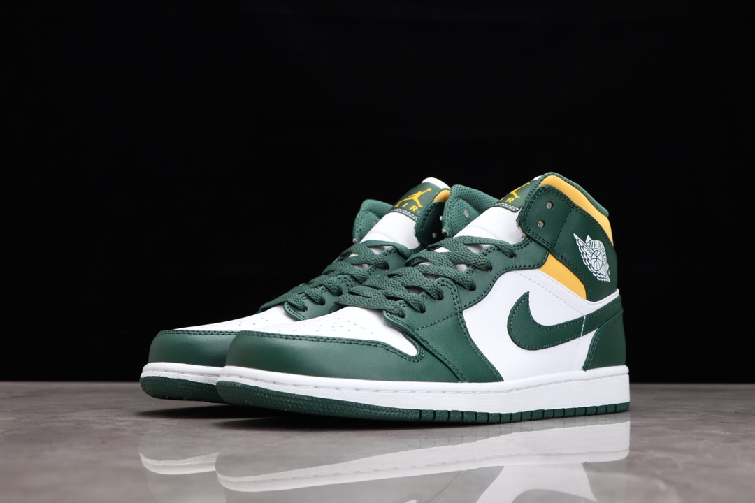 AIR JORDAN 1 MID WHITE YELLOW GREEN