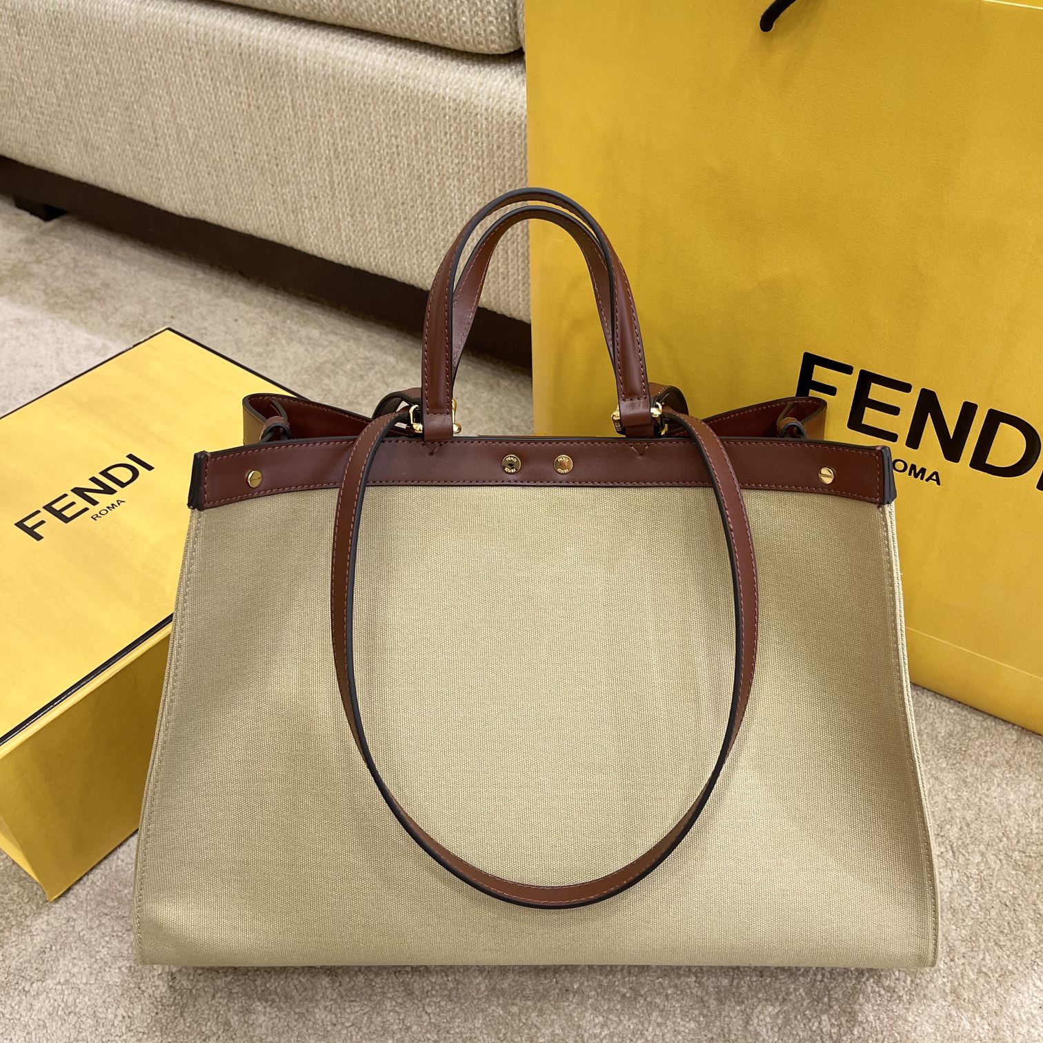 FENDI LATEST PEEKABOO X-TOTE BEIGE