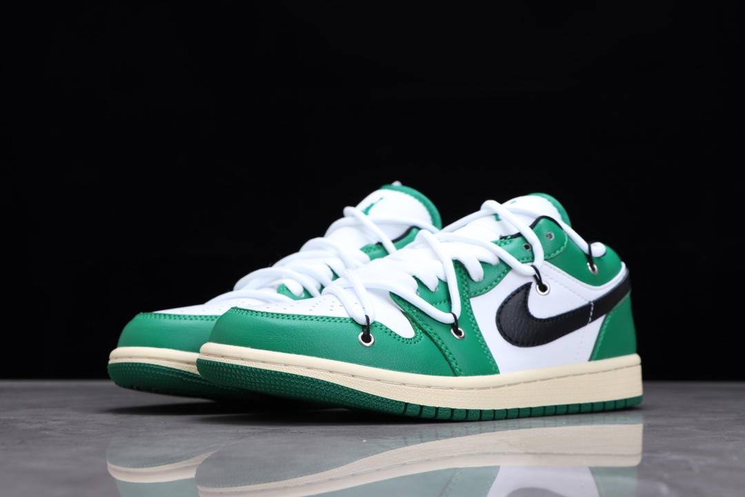 AIR JORDAN 1 LOW AJ1 WHITE GREEN COLOURWAY DECONSTRUCTED