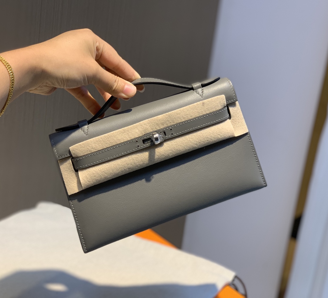 HERMES MINI KELLY CUMULONIMBUS GRAY ORIGINAL SWIFT