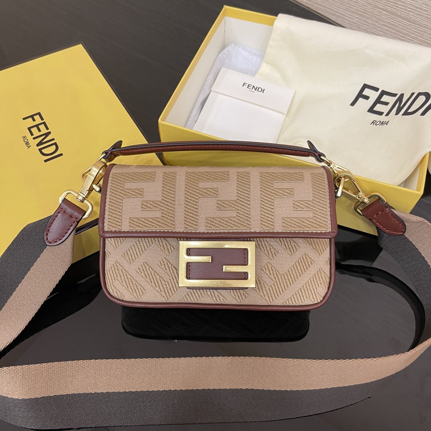 FENDI SMALL 2020 LATEST BAGUETTE DENIM F LOGO COLLECTION