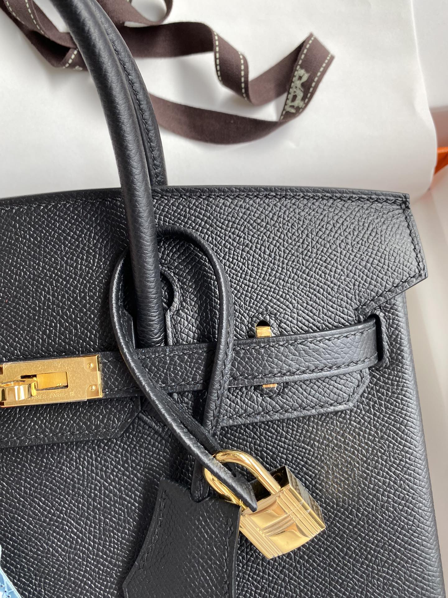 HERMES BIRKIN 25CM EPSOM LEATHER BLACK GOLD BUCKLE