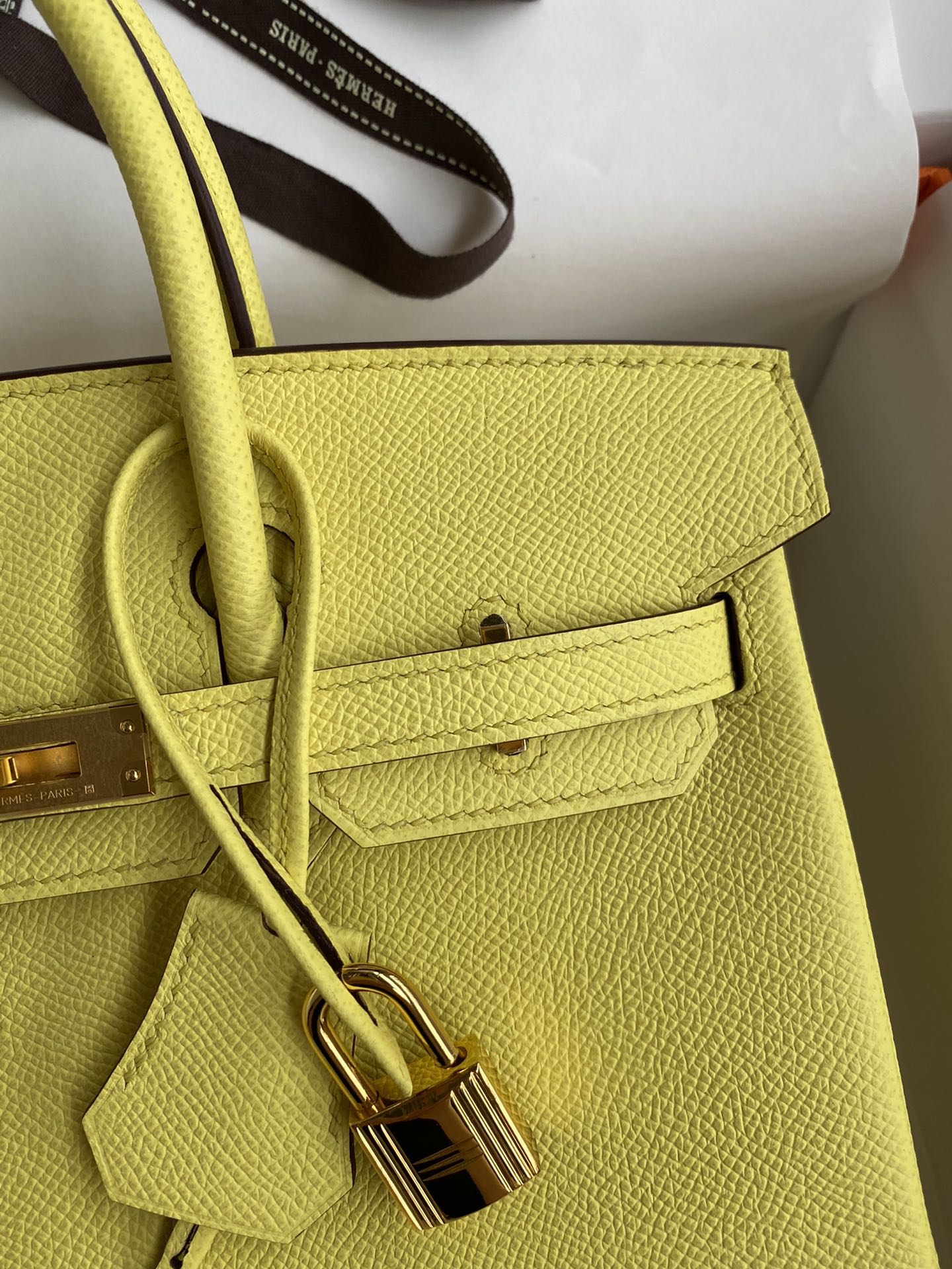 HERMES BIRKIN 25CM EPSOM LEATHER LEMON YELLOW GOLD BUCKLE