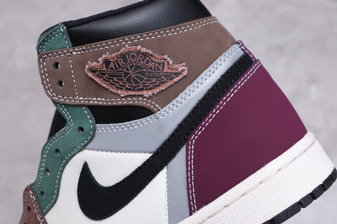 AIR JORDAN 1 HIGH TOP COLOUR SPLICING WIT BRUIN ZWART PURPER GROEN