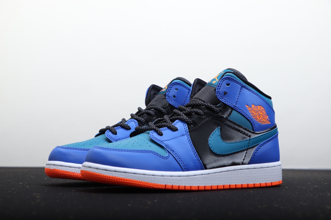 AIR JORDAN 1 MID BLAUW ORANJE ZWART