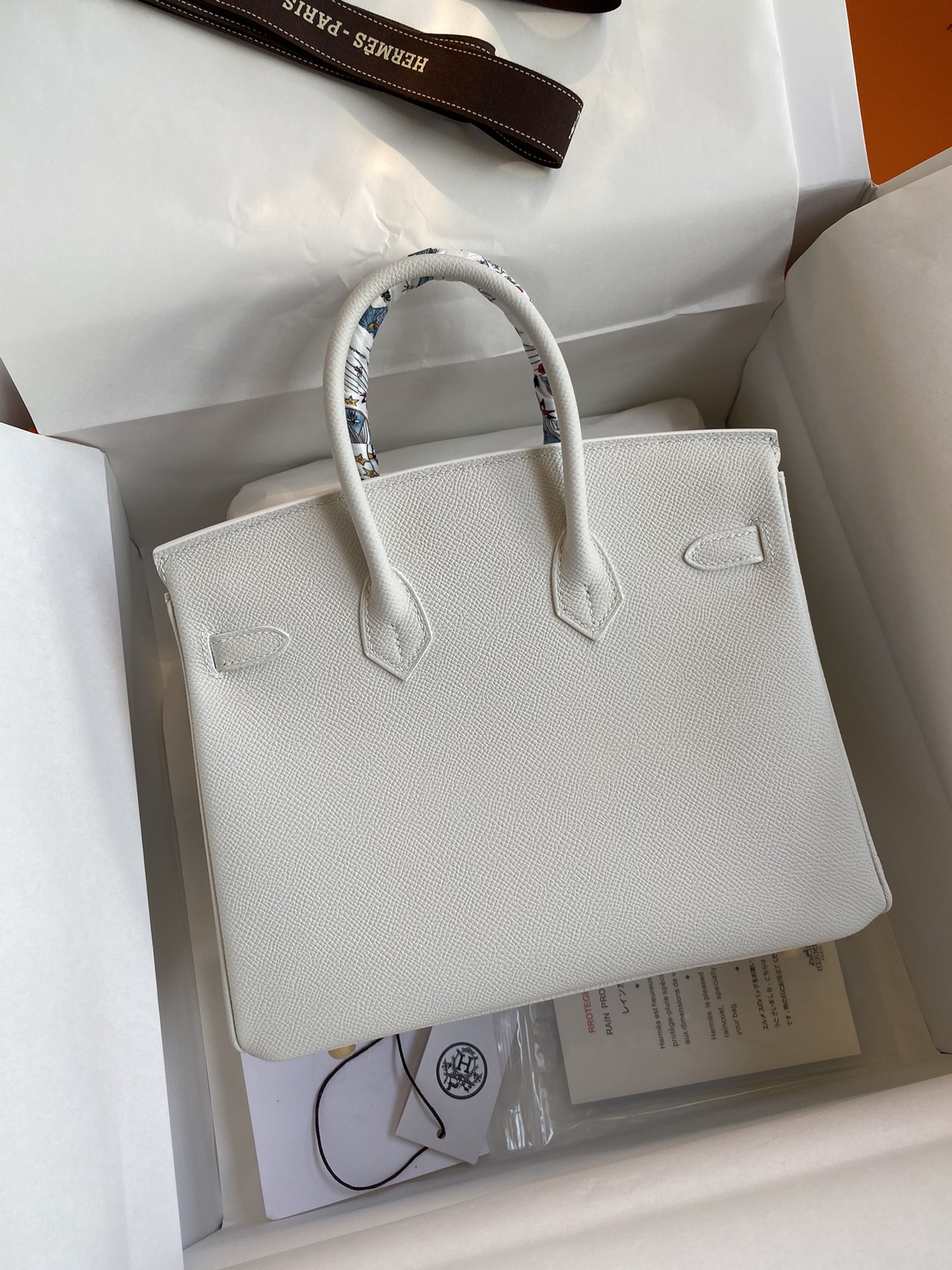 HERMES BIRKIN 25CM EPSOM LEATHER PURE WHITE GOLD BUCKLE