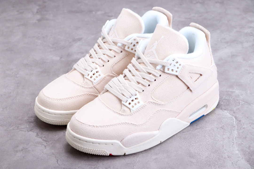 AIR JORDAN 4 "CANVAS" BEIGE AND WHITE CANVAS