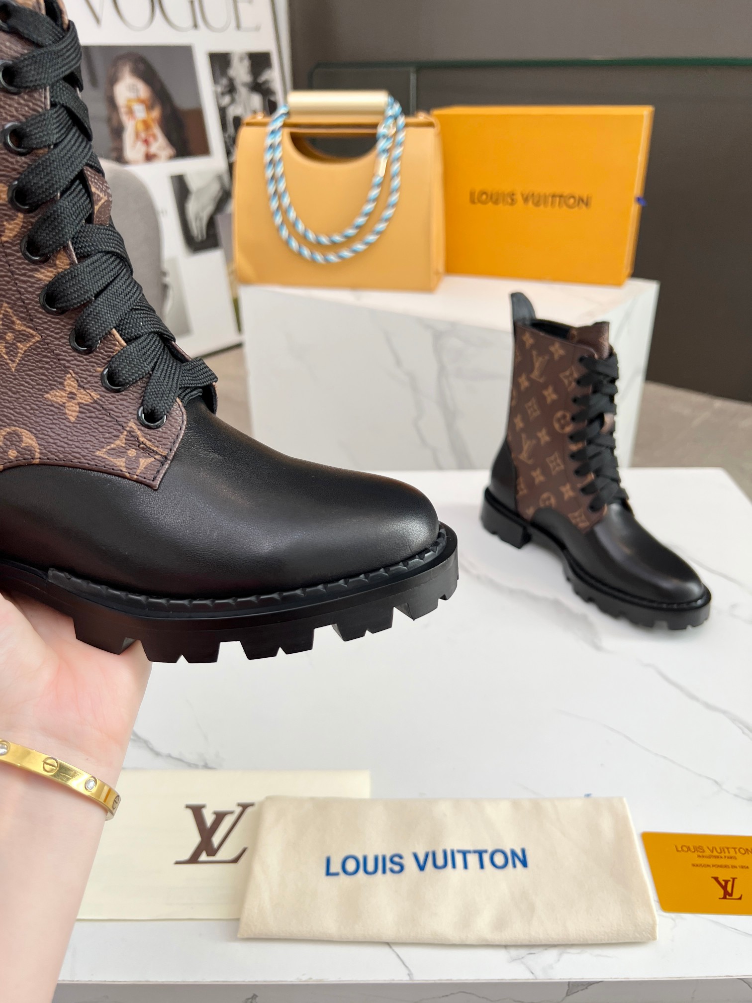 LOUIS VUITTON VINTAGE COWHIDE PATCHWORK BOOTS