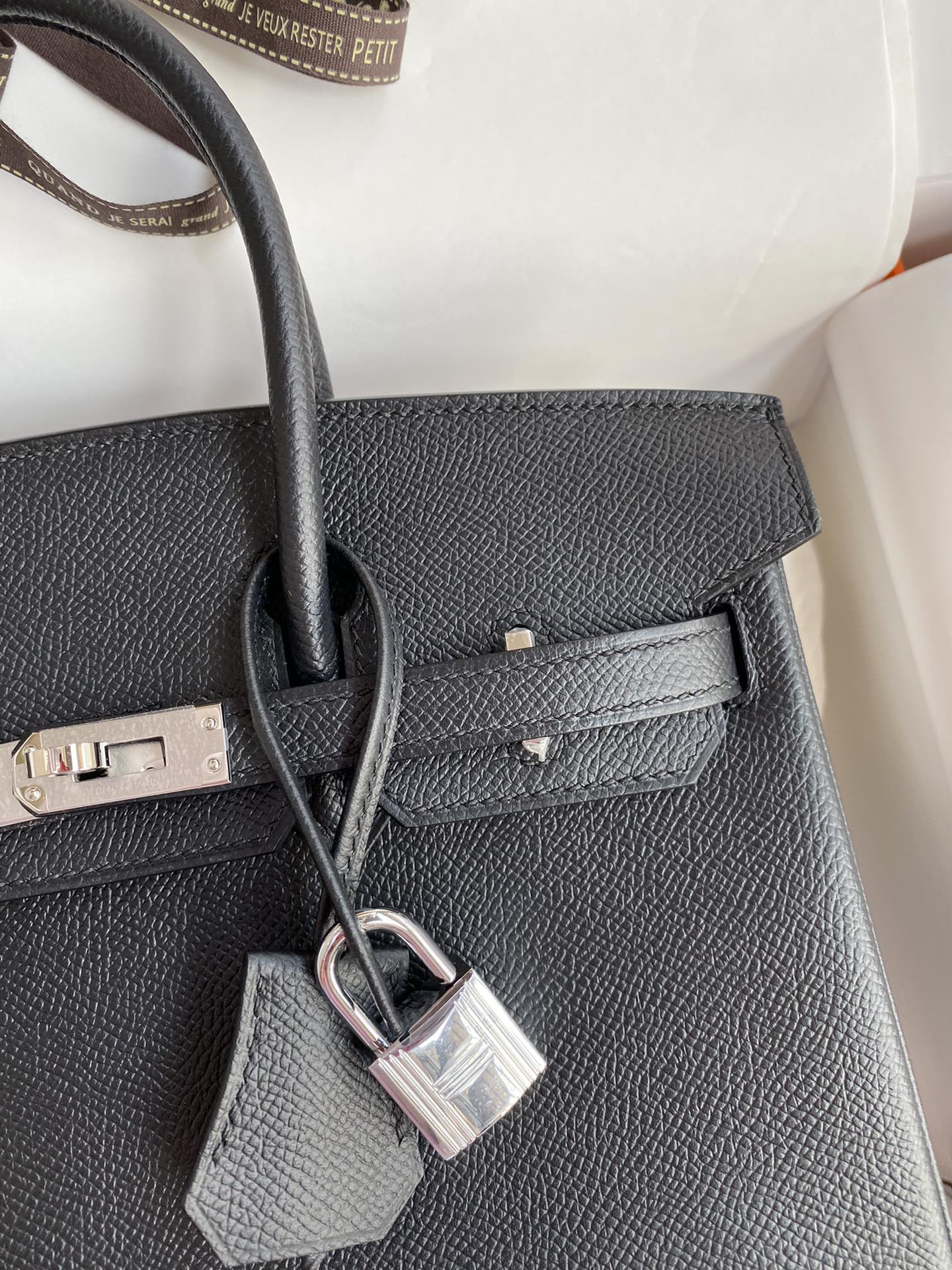 HERMES BIRKIN 25CM EPSOM BLACK SILVER BUCKLE