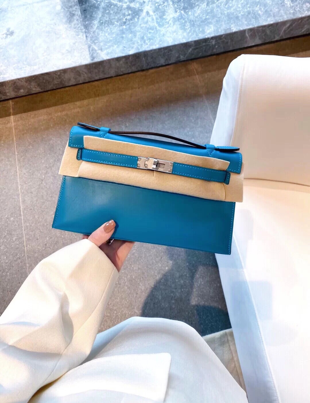 HERMES MINI KELLY GENERATION OF FRIDA BLUE