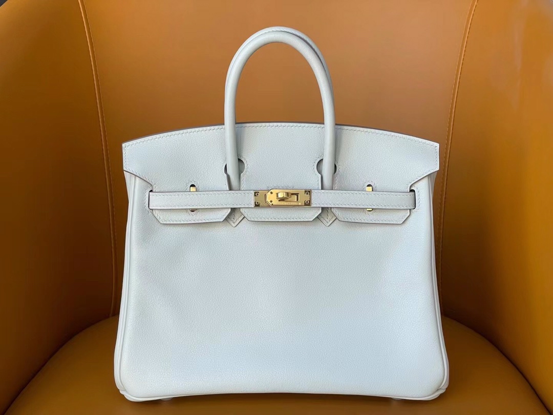 HERMES BIRKIN 25/30 PEARL GREY SWIFT LEATHER