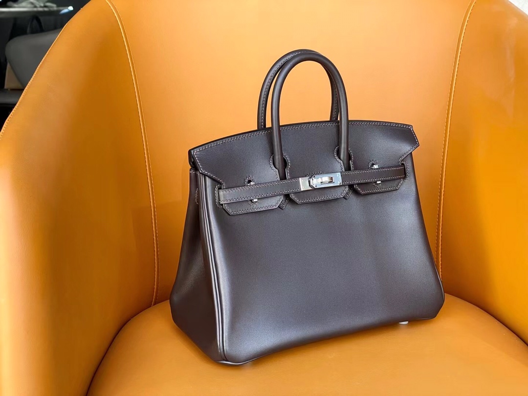 HERMES BIRKIN 25/30 BOX LEATHER COFFEE COLOR