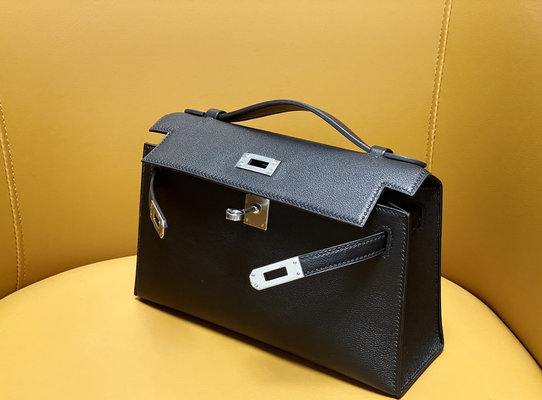 HERMES MINI KELLY ONE GENERATION SWIFT BLACK AND SILVER