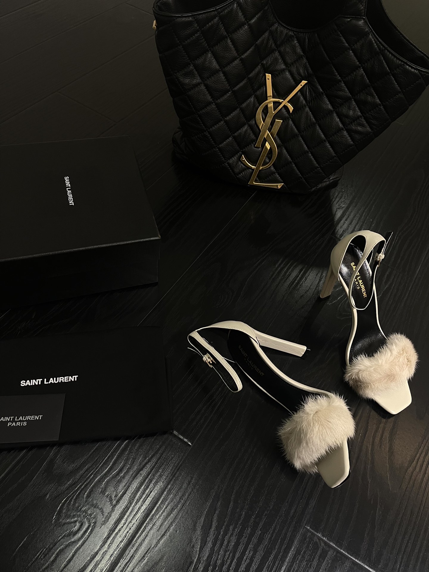 SAINT LAURENT | 2022/SS NEW YSL | CUSTOM IMPORTED SHEEPSKIN/ MINK FUR HIGH HEELS