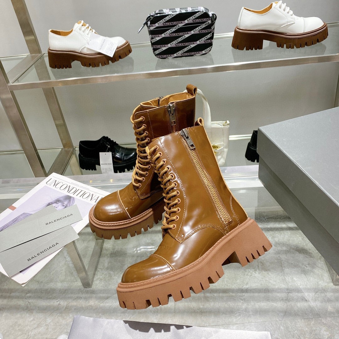 BALENCIAGA AUTUMN AND WINTER NEW LACE UP MARTIN BOOTS