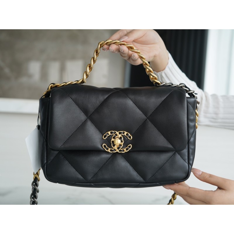 CHANEL 19 BAG ORIGINAL SHEEPSKIN SERIES GENUINE LEATHER SMALL CLASSIC BLACK