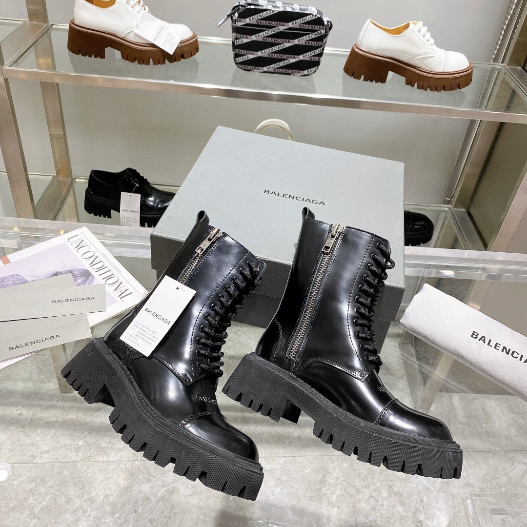 BALENCIAGA AUTUMN AND WINTER NEW LACE UP MARTIN BOOTS