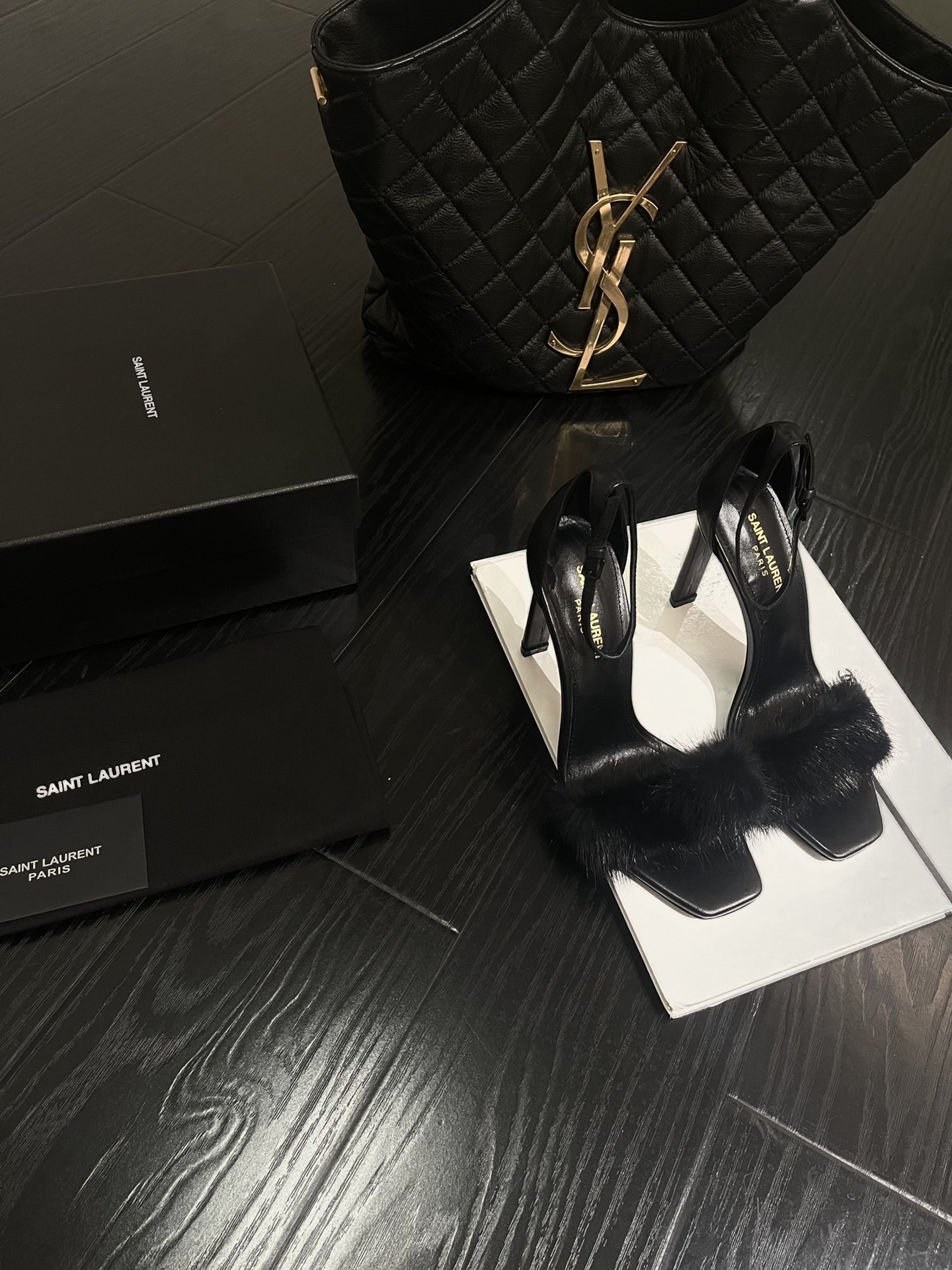 SAINT LAURENT | 2022/SS NEW YSL | CUSTOM IMPORTED SHEEPSKIN/ MINK FUR HIGH HEELS