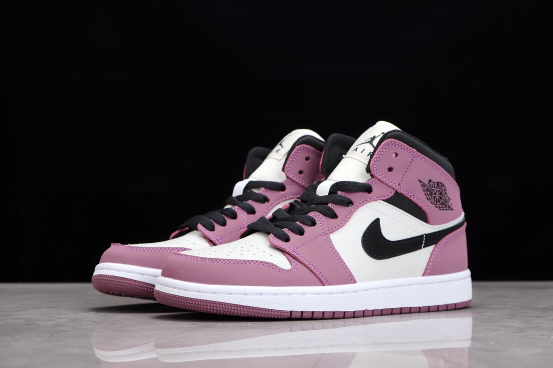 AIR JORDAN 1 MID WHITE BURGUNDY