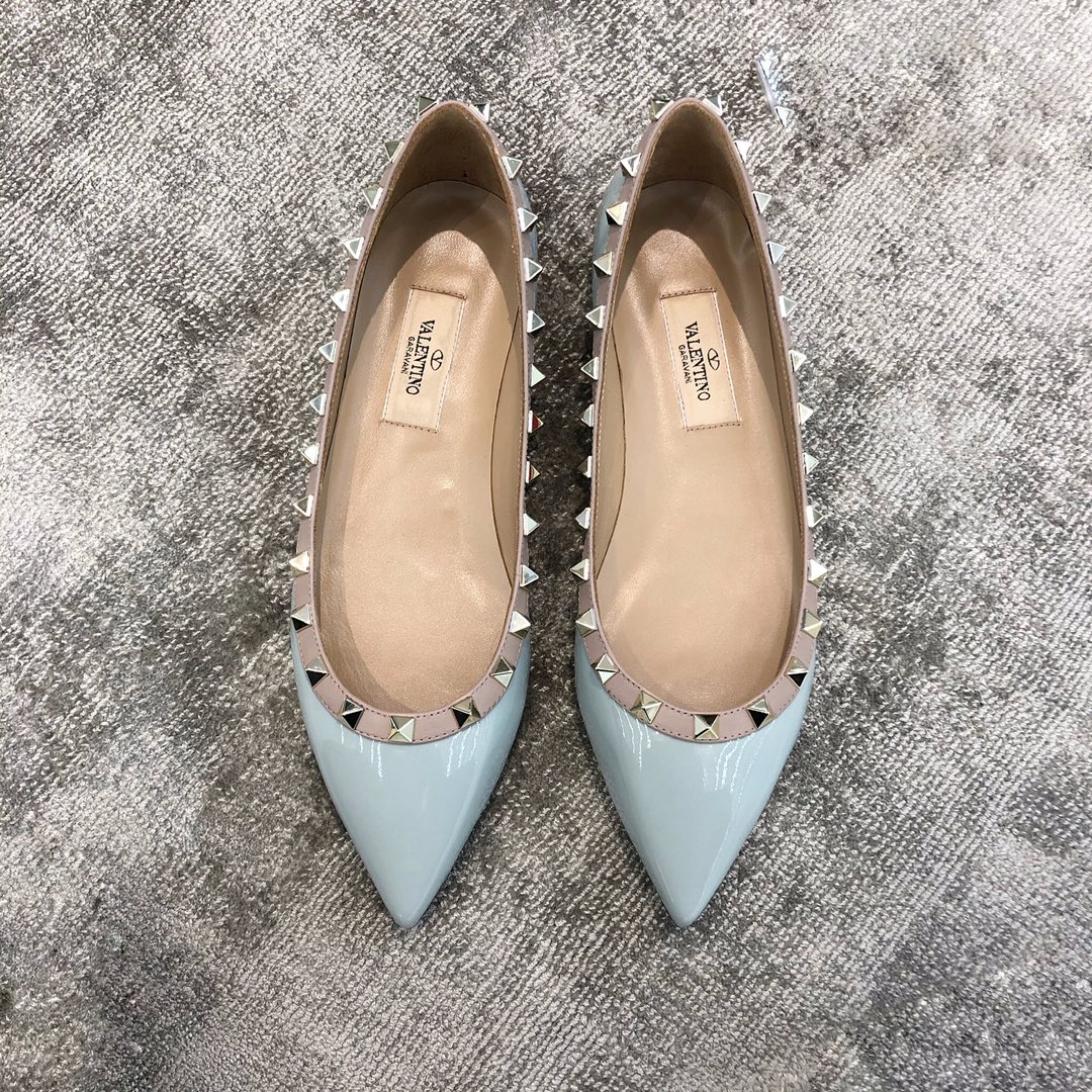 VALENTINO VT COLLECTION FLATS PATENT LEATHER BLUE