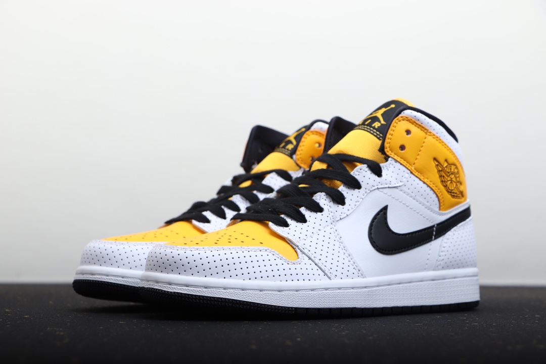 AIR JORDAN 1 MID UNIVERSITY WHITE GOLD YELLOW