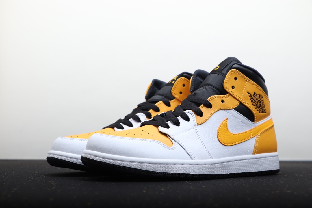 AIR JORDAN 1 MID WIT EN GEEL