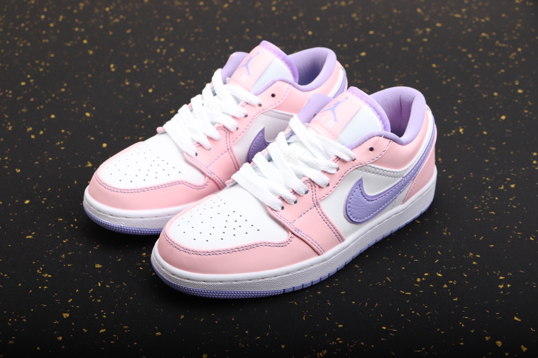 AIR JORDAN 1 LAAG ROZE WIT PURPER