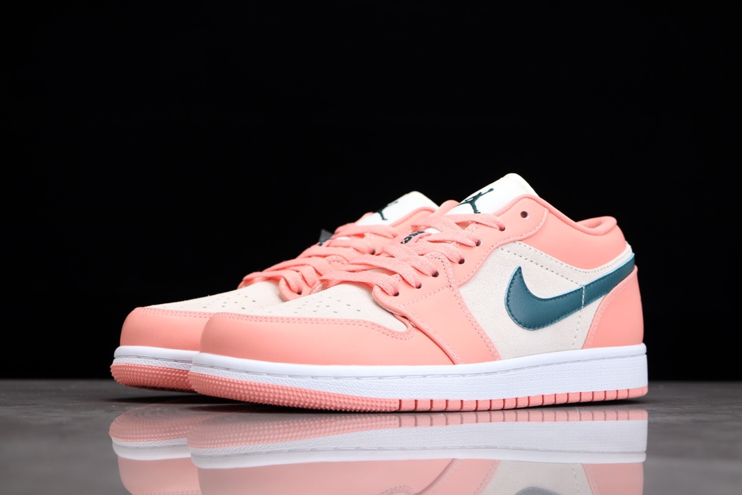 AIR JORDAN 1 LAAG AJ1 GRIJS ROZE GROEN HAAK