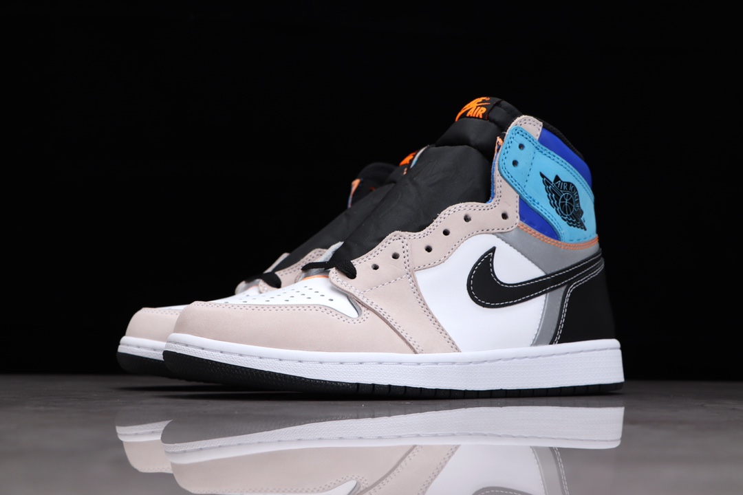 AIR JORDAN 1 BLUE AND WHITE PATCHWORK HIGH TOP