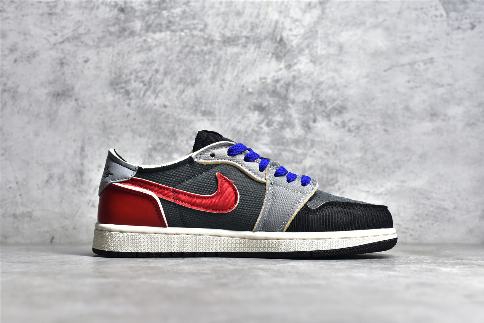 AIR JORDAN AJ1 LOW LOW TOP DECONSTRUCTED GREY BLUE RED