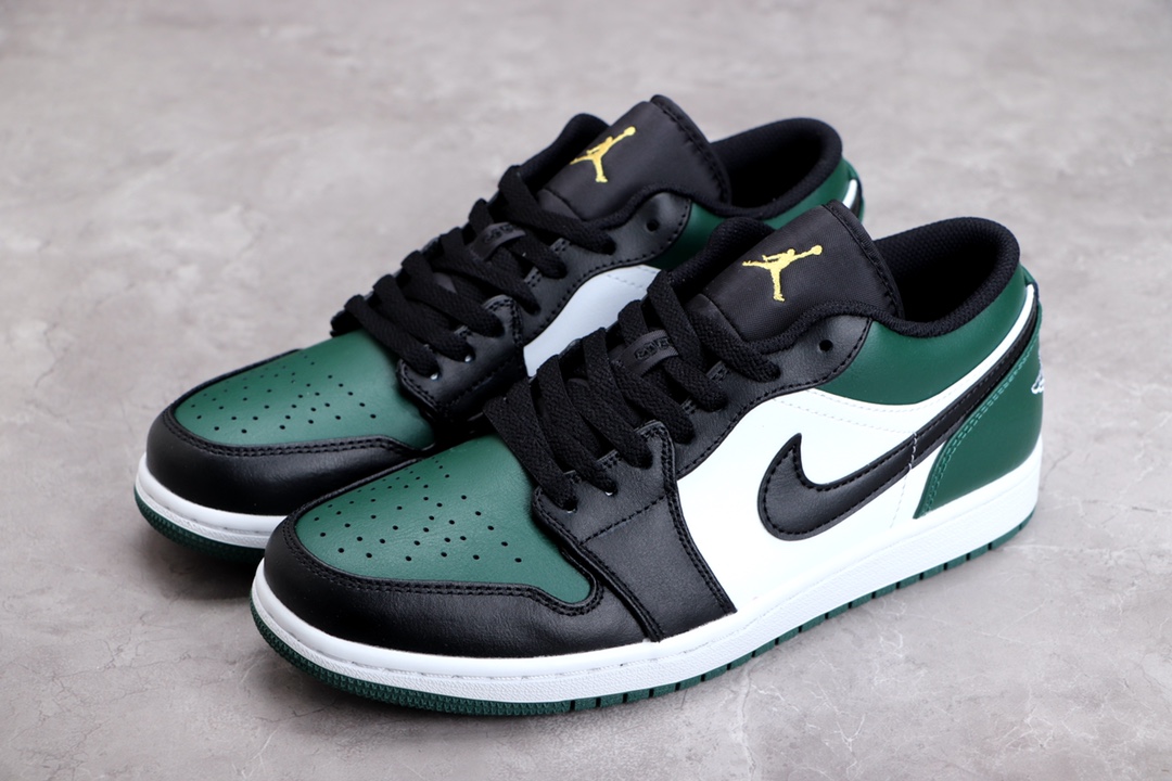 AIR JORDAN 1 LOW BLACK AND GREEN TOE