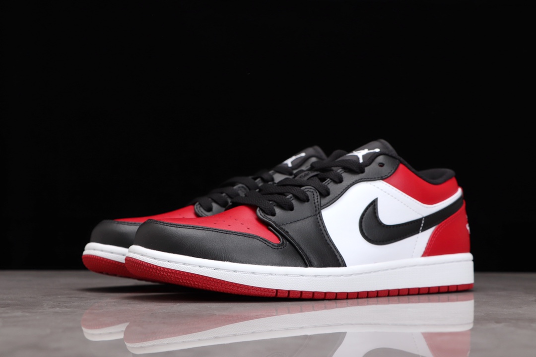 AIR JORDAN 1 LOW ROOD EN ZWARTE TEEN