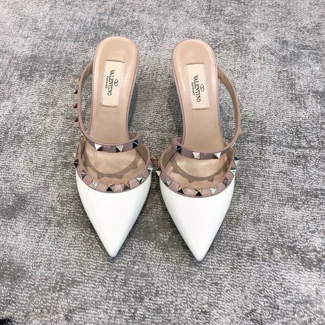 VALENTINO VT COLLECTION ONE STRAP SLANT HEEL TOW 6.5CM WHITE