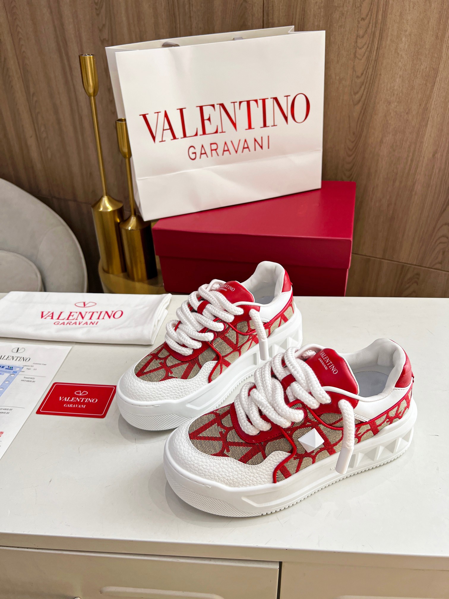 VALENTINO RUNWAY COUPLE'S POPULAR THICK LACE CASUAL SHOES