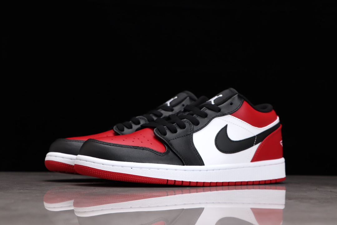 AIR JORDAN 1 LOW TOP ROOD EN ZWART TOE