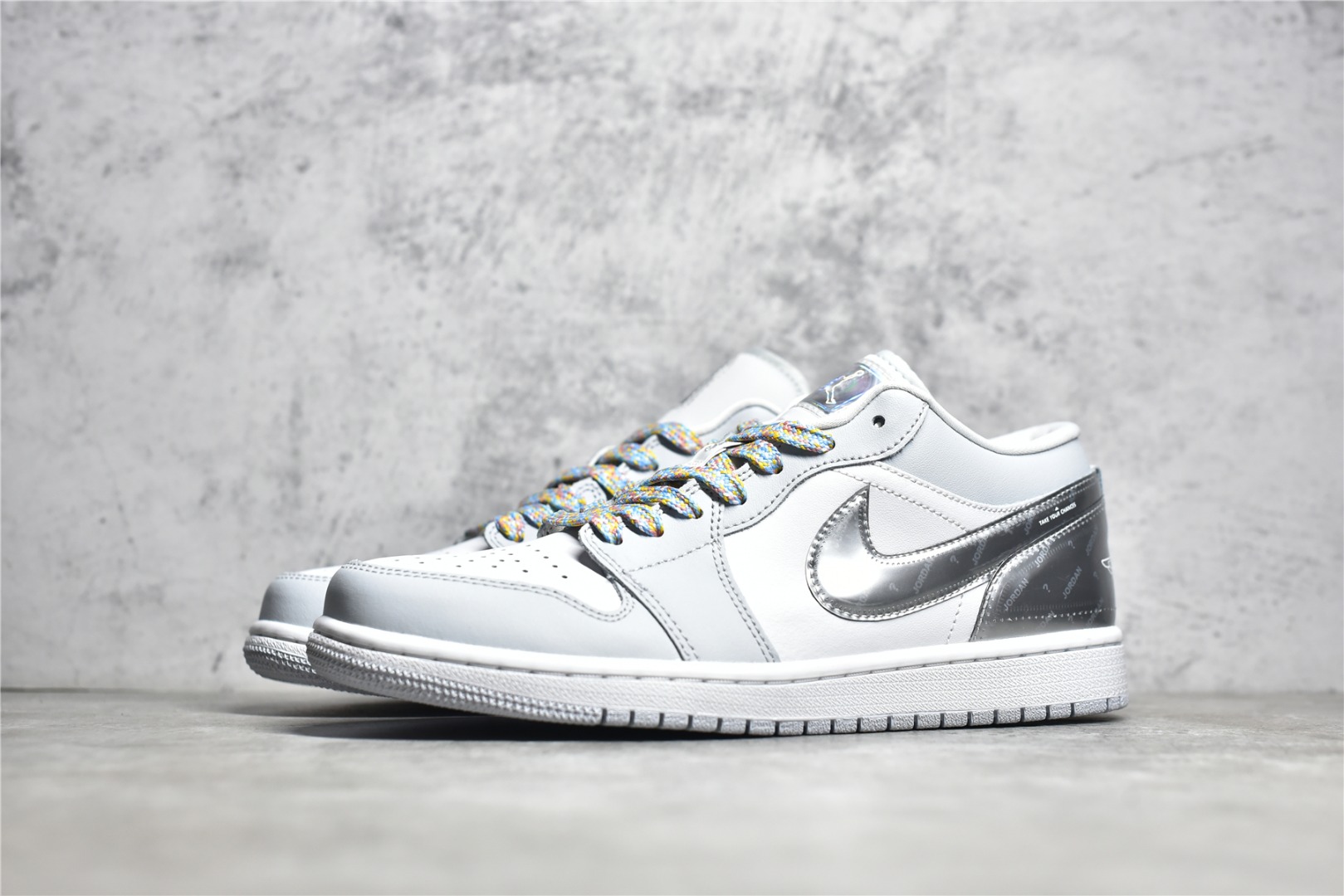 AIR JORDAN 1 WHITE SILVER LOW TOP