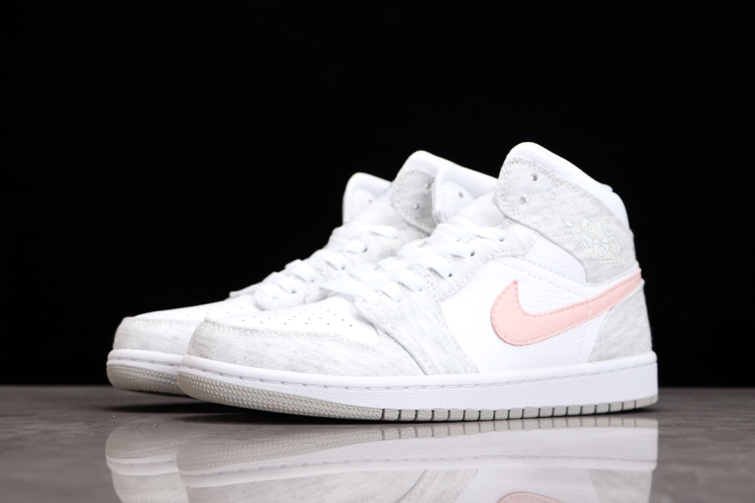 AIR JORDAN 1 MID SE "LIGHT IRON ORE" GRIJS EN WIT ROZE