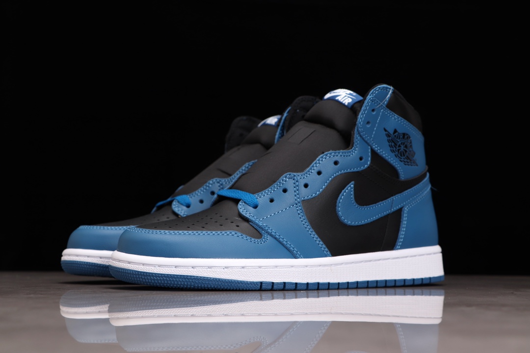 AIR JORDAN 1 ZWART BLAUW ZWART EN BLAUWE TEEN C