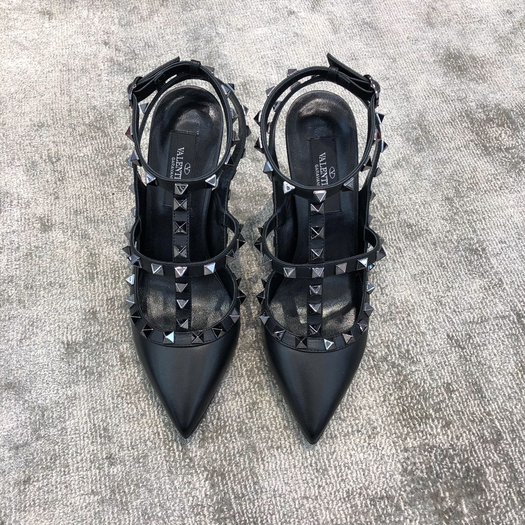 VALENTINO VT COLLECTION TWO STRAP MID HEEL 10CM BLACK