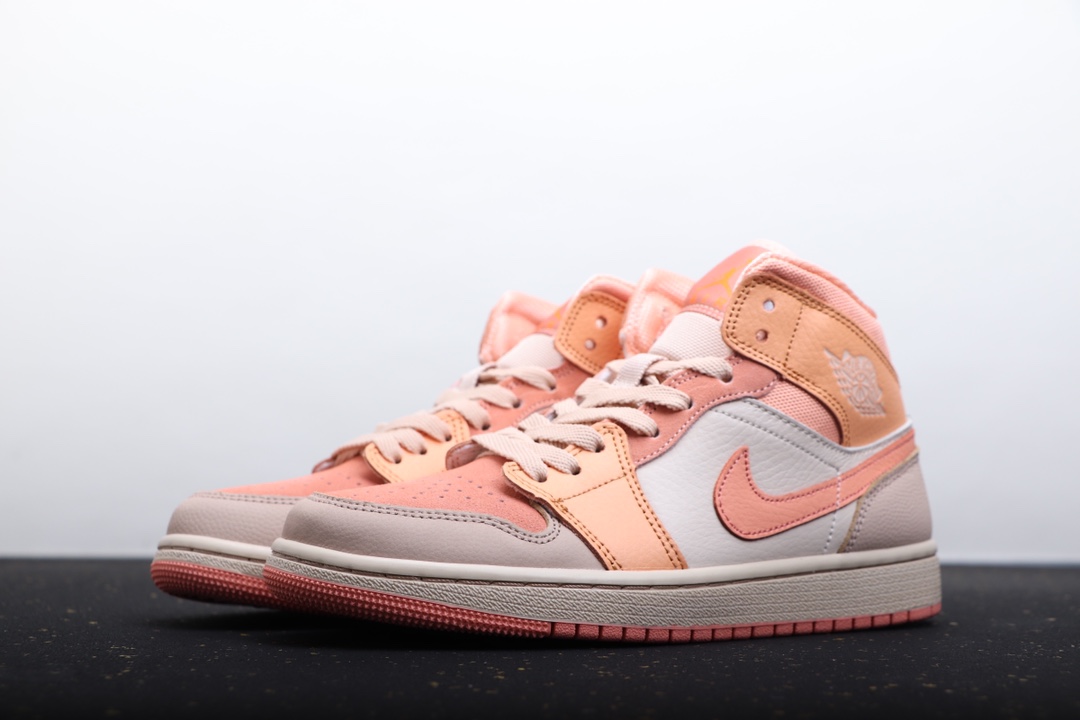 AIR JORDAN 1 MID ORANGE AND PINK PATCHWORK