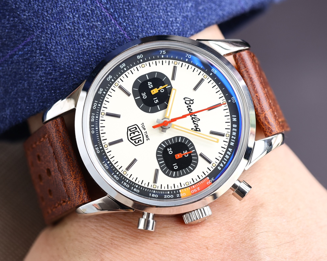 BREITLING - TOP TIME IS A UNIQUE BLEND OF EXCEPTIONAL DESIGN AND SWISS 7750 CHRONOGRAPH MOVEMENT